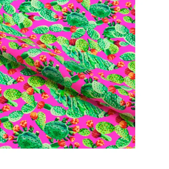 Cactus Leaves Printed Spandex Fabric Width 55/56" {4}