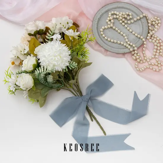 9 Rolls Multicolor Handmade Chiffon Ribbon,1.5" x 21Yd Frayed Fringe Silk Ribbons (9 Rolls *2.3Yd) for Gifts Wrapping, Wedding Invitations, Bridal Bouquets, Decorations {3}