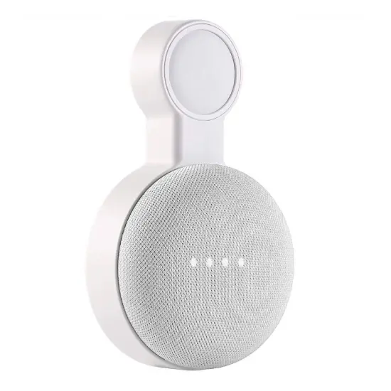 Wall Mount Holder For Google Home Mini, AC Outlet Bracket Built-in Cable Management Hide Messy Wires and without Drill/Screws, White by Insten {1}