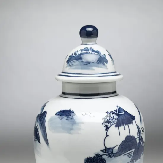 AA Importing 59731 Blue And White Ginger Jar With Lid {4}