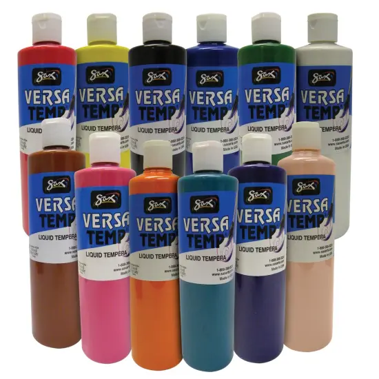 Sax Versatemp Liquid Tempera Paint, 1 Pint Bottles, Assorted Colors, Set of 12 {1}