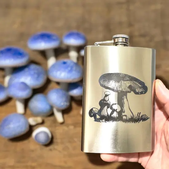 8oz - Mushroom 2 - Stainless Steel Flask {6}