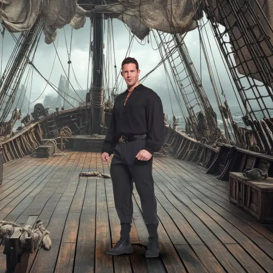 Pirate Adult Costume Black Shirt {4}