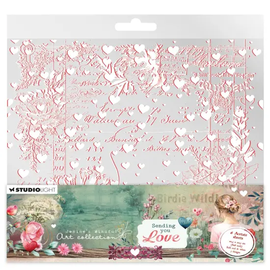Jenine's Mindful Art Sending You Love Acetate Sheets -Nr. 12 White & Soft Red {1}