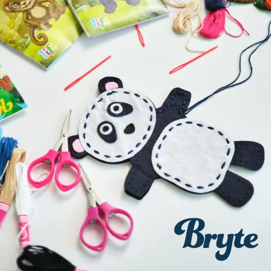 Bryte Jungle Animals Sewing Kit for Kids: A Fun DIY Arts & Crafts Experience with 5 Pre-Cut Felt Animals, Needles, Thread, Instructions & More - For Kids Age 7+ - Great Gift For Birthdays and Holidays Multicolor {7}