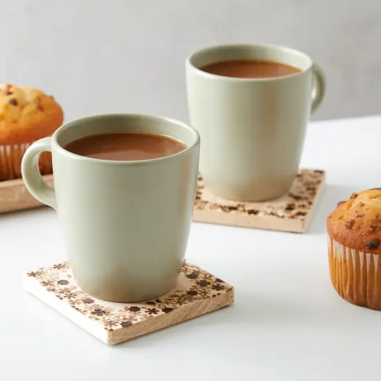 12 Pack Unfinished Wooden Coasters , Blank Wood Crafts Squares for DIY with Non-Slip Foam Dots (3.8 in) {2}