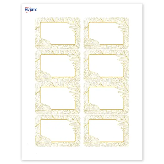 Avery Printable Rectangle Adhesive Name Badges, Pre-Printed Gold Florals, Matte White, 2-1/3" x 3-3/8", Laser & Inkjet Compatible, 80 Total, Great for Branding, Marketing, and Events {1}
