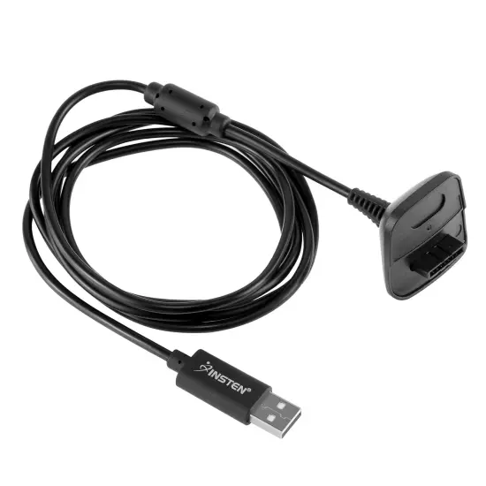 Insten Wireless Controller Charger Cable for Xbox 360 Remote Control USB Charger Cord, Black {1}