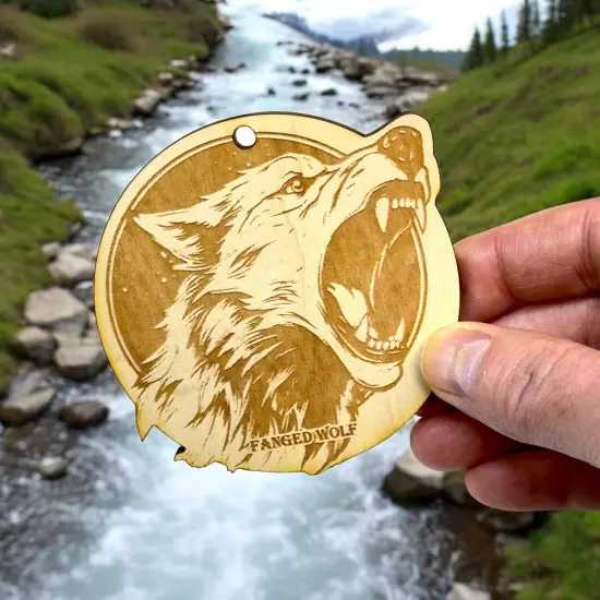 Ornament - Fanged Wolf Raw Wood {4}