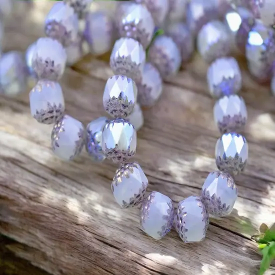 Bronze Washed Lavender Opaline AB Cathedral Beads -- Choose Your Size {3}