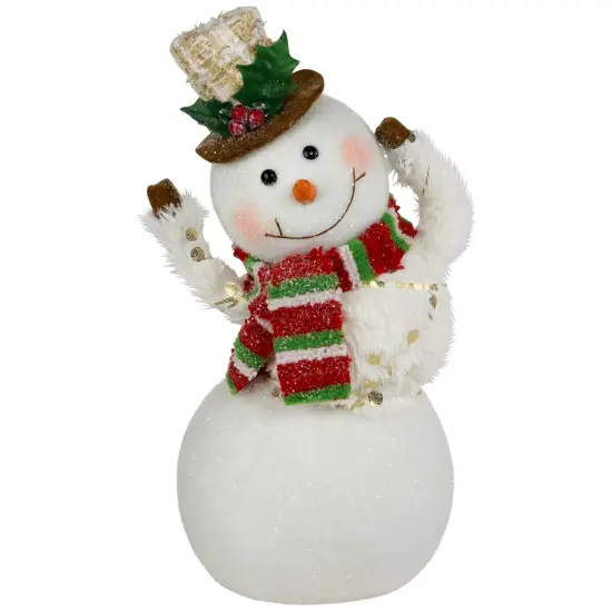 Northlight Smiling and Waving Snowman Christmas Figurine - 11.25" White {3}