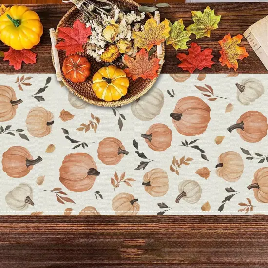 Fall Table Runner Maple Leaf Pumpkin Seasonal {3}