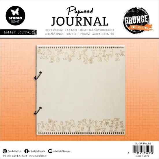 Studio Light Grunge Plywood Journal 8"X8"-Nr. 08, Letter Journal {2}