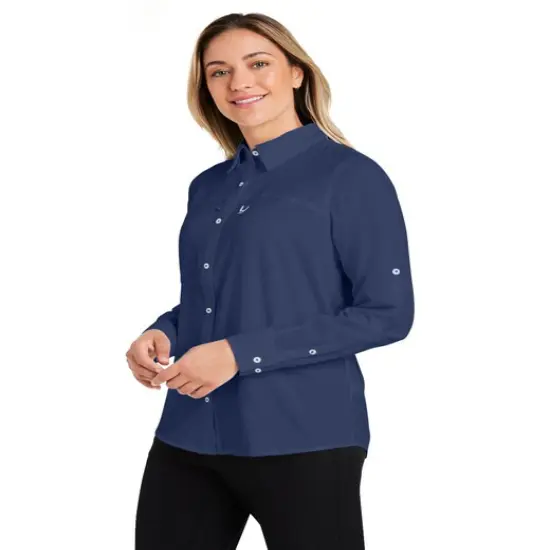 HUK&reg; Ladies' Tide Point Long Sleeve Shirt Moss {4}