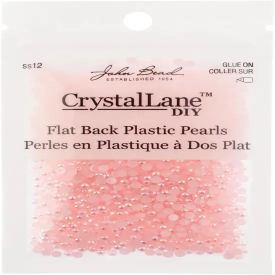 Crystal Lane DIY SS12(3mm) Plastic Pearl Flatback Rhinestones, 1850pcs Pink AB {3}
