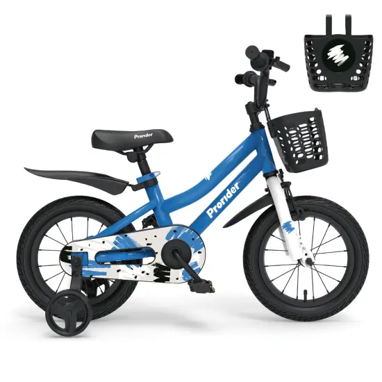 Prorider 18'' Kid's Bike with Removable Training Wheels & Basket for 4-8 Years OldWhite/Blue/Red/Skyblue {9}