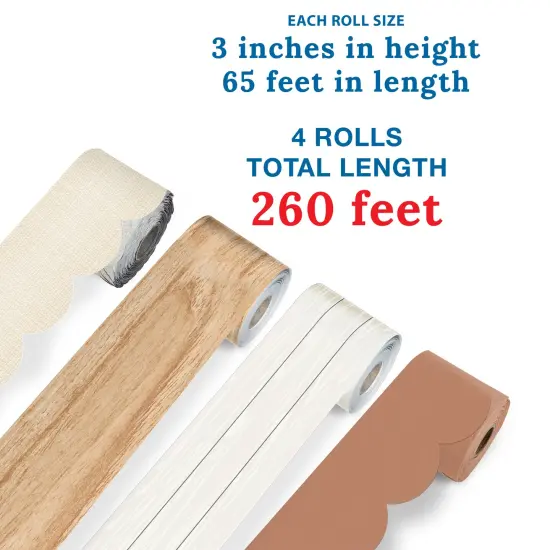 Carson Dellosa 260Ft Modern Farmhouse Bulletin Board Borders, Dark Brown, Linen, and Wood Bulletin Board Border for Bulletin Board, White Board, Office Décor, Farmhouse Décor, and Classroom Décor {2}