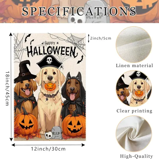 Halloween Dog Garden Burlap Yard Flag 12x18 {4}