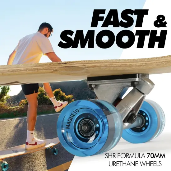 Magneto 44-inch Kicktail Cruiser Longboard Skateboard - Bamboo & Hard Maple Deck - Ideal for Commuting, Cruising, Carving, Downhill Riding - Suitable for Ages 3-14 (Blue) {5}