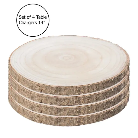 Barky Natural Wood Slabs Rustic Ornament Slice Tray Table Charger set of 4 {9}
