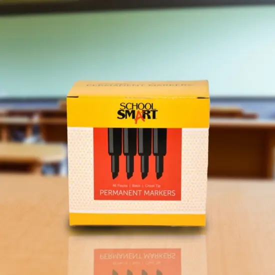 School Smart Nontoxic Permanent Markers, Chisel Tip, Black, Pack of 48 {7}