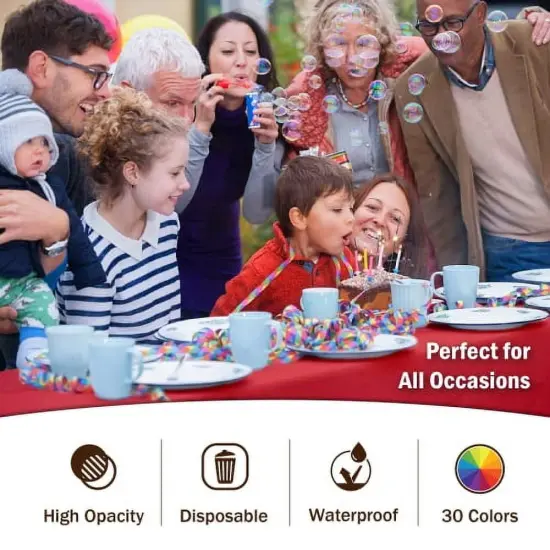 Exquisite 6-Pack Premium Plastic Tablecloth 54in. x 108in. Rectangle Plastic Table Cover Red {3}