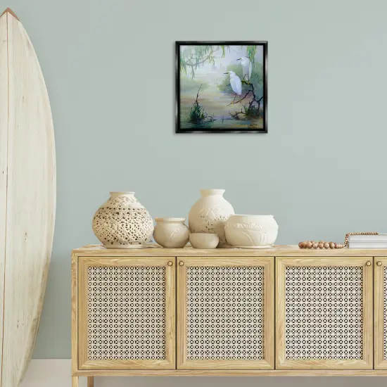 Stupell Industries Egrets & Marshland Edge Floater Framed Canvas Wall Art Design by Floy Zittin {2}