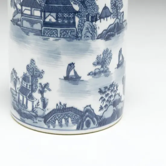 AA Importing 59721 Blue And White Round Jar With Lid {3}