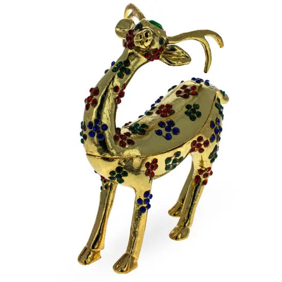Jeweled Reindeer Trinket Box Figurine {1}