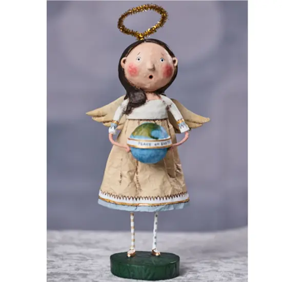 Lori Mitchell 8.0 Inch Angel Of Peace Christmas Figurine , Lightweight Christmas Decor World Globe Christmas Beige {3}
