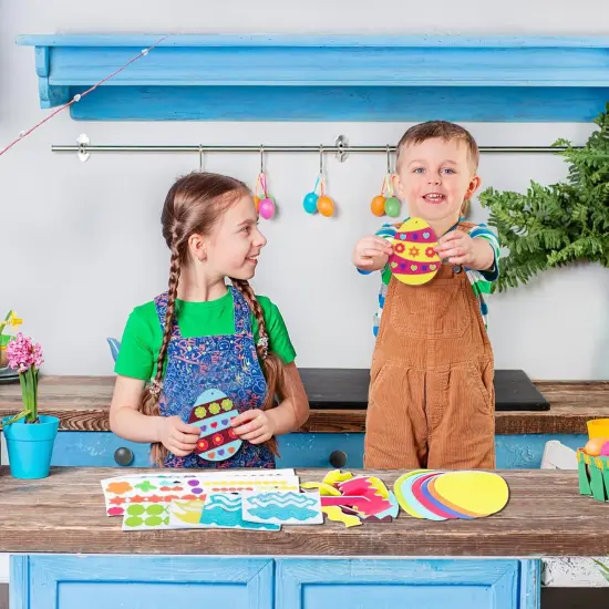 12 Pack Easter Egg Craft Kit for Kids Make You Own Egg Foam Stickers Ornament DIY {5}