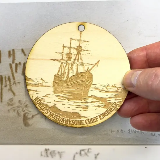 Ornament - World's Most Awesome Chief Engineer Raw Wood {5}