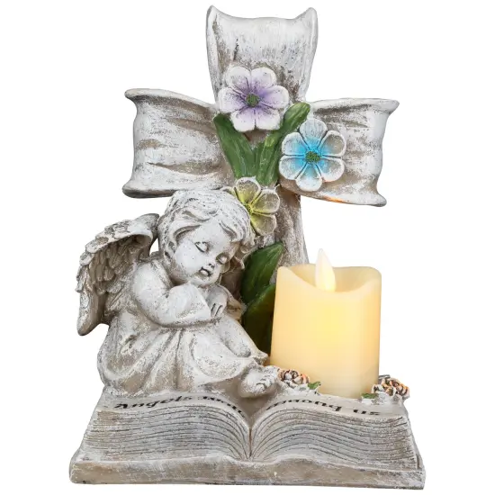 Northlight Angels Walk Among Us Flameless Cherub Candle Holder - 8" Beige {3}