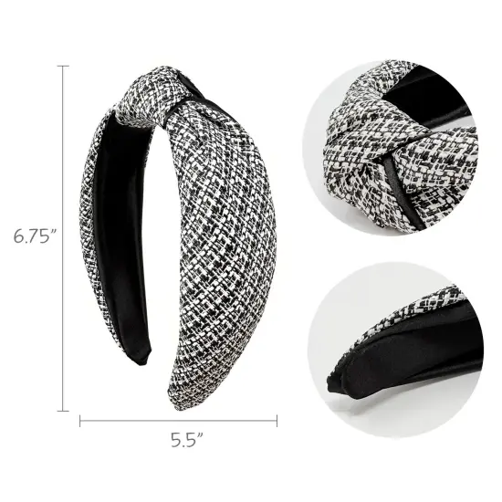 Wrapables Wide Knotted Headbands, Top Knot Headbands for Women and Girls, Black Tweed {3}