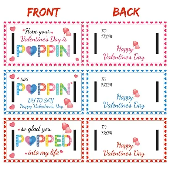 30 Pieces Valentines Day Gifts for Kids Valentines Day Cards for Kids classroom School .Heart POP Bracelets.Valentine's Classroom Exchange Cards and Kids Party Favors.Valentines goody bag filler. {5}