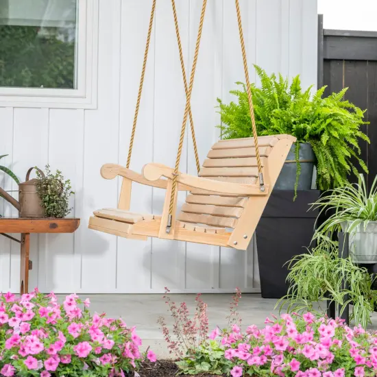 Hershy Way Cypress Porch Swing, USA Amish Made 4 Foot Wooden Swing with Zinc Chain, Supports up to 500 lbs {5}