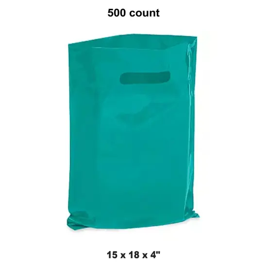 Sleek Die Cut Handle Bags for 15 x 18 x 4" Teal {1}
