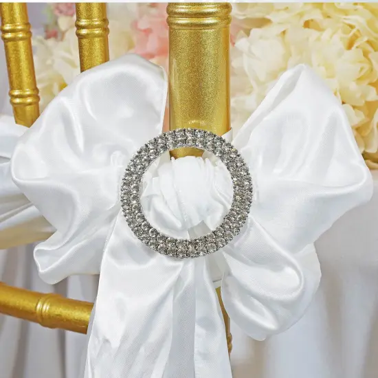 Circle Rhinestone Chair Band Buckle Silver Metal Accent 2 Inch Width {2}