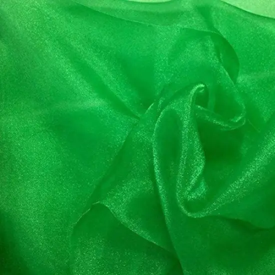 1 Yard Sparkle Crystal Sheer Organza, 60&Prime; Wide 100% Polyester Shiny Fabric Kelly Green {1}