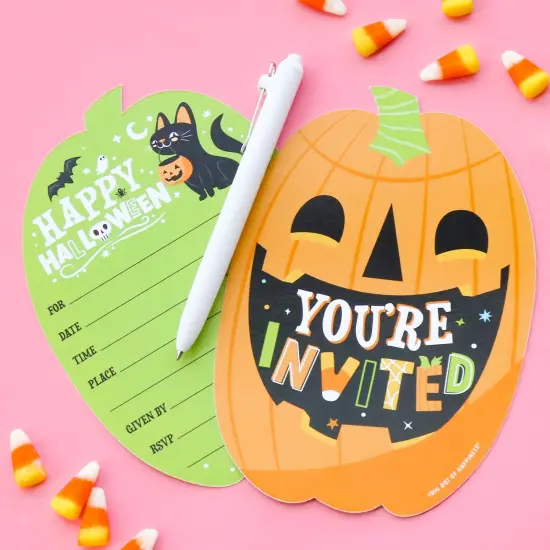 Big Dot of Happiness Jack-O'-Lantern Halloween - Shaped Fill-In Invitations - Kids Halloween Party Invitation Cards with Envelopes - Set of 12 {4}