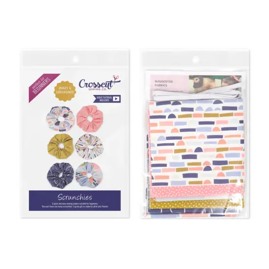 Crosscut Sewing Co.&reg; Scrunchie Sewing Project Kit for Beginners with Fabric, Instructions and Video Abstract blue {2}