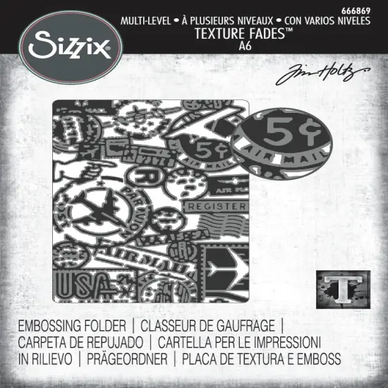 Sizzix Textured Impressions Embossing Folder by Tim Holtz-Vault Airmail {1}