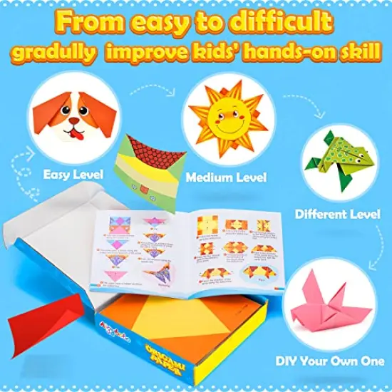 308 Pieces Origami Paper Set, 308PCS Kids Craft Paper Kit with Instructional Book for Girls Age 6,7,8,9,10,11,12, Art Projects Supplies for School Class Craft Lessons- Christmas Gifts for Boys&Girls {6}