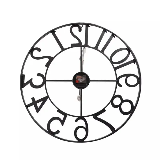 24'' Large Vintage Wall Clock Battery Powered Non-Ticking Indoor Outdoor 60cm {2}
