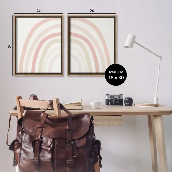 Stupell Industries Children's Soft Pastel Rainbow Shape Framed Floater Canvas Wall Art Brown Floater Frame {3}