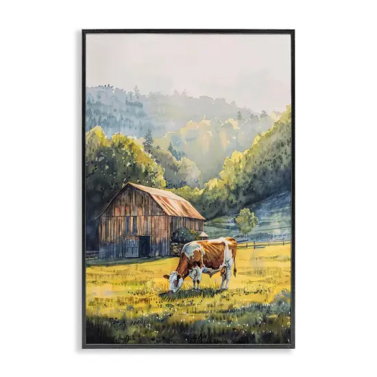 Stupell Industries Brown Spotted Cow Grazing Framed Giclee Wall Art Design by Franklyn Gregory {1}