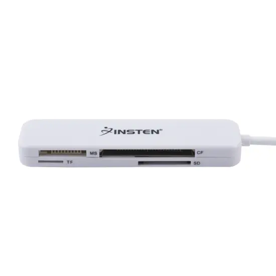 4 Slot Card Reader with Storage Pouch Compatible with USB 3.0, Simultaneously Reads/Writes SD, CF, MS, and microSD Memory Cards on PCs Running Windows or macOS (White) {2}