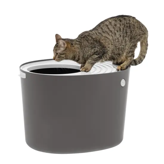 IRIS USA Large Stylish Round Top Entry Cat Litter Box with Scoop {1}