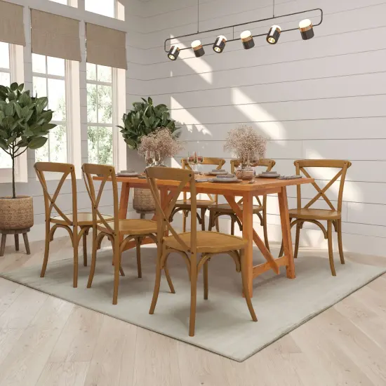 Merrick Lane Davisburg Stackable Wooden Cross Back Bistro Dining Chair Pecan {3}