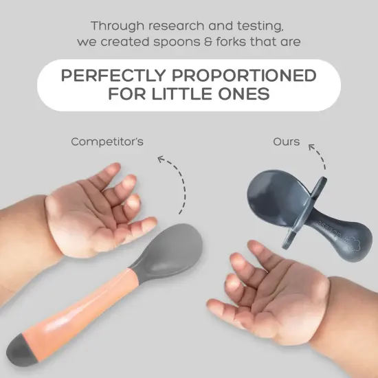 Grabease Baby Feeding Set - Silicone Plates, Bowls, and Suction Plates for Baby-Led Weaning and Portion Control - Suction Bottoms 4 Piece Set, BPA and Phthalates-Free, Gray Grey {7}